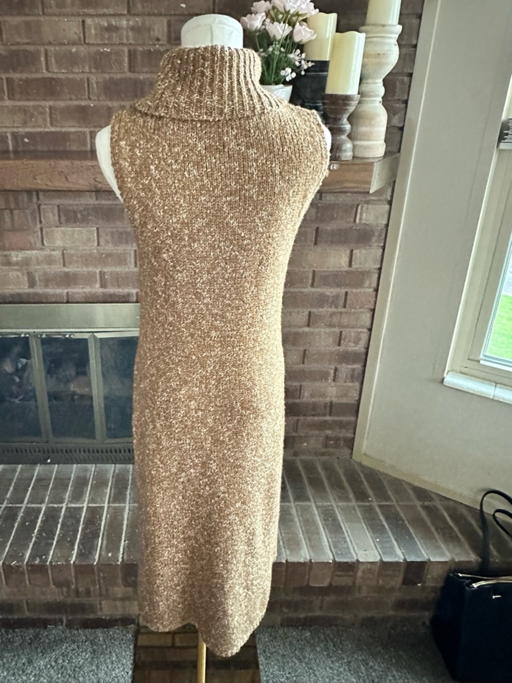 Anthropologie by Anthropologie Caramel Brown Turtleneck Midi Sweater Dress S - Picture 5 of 6